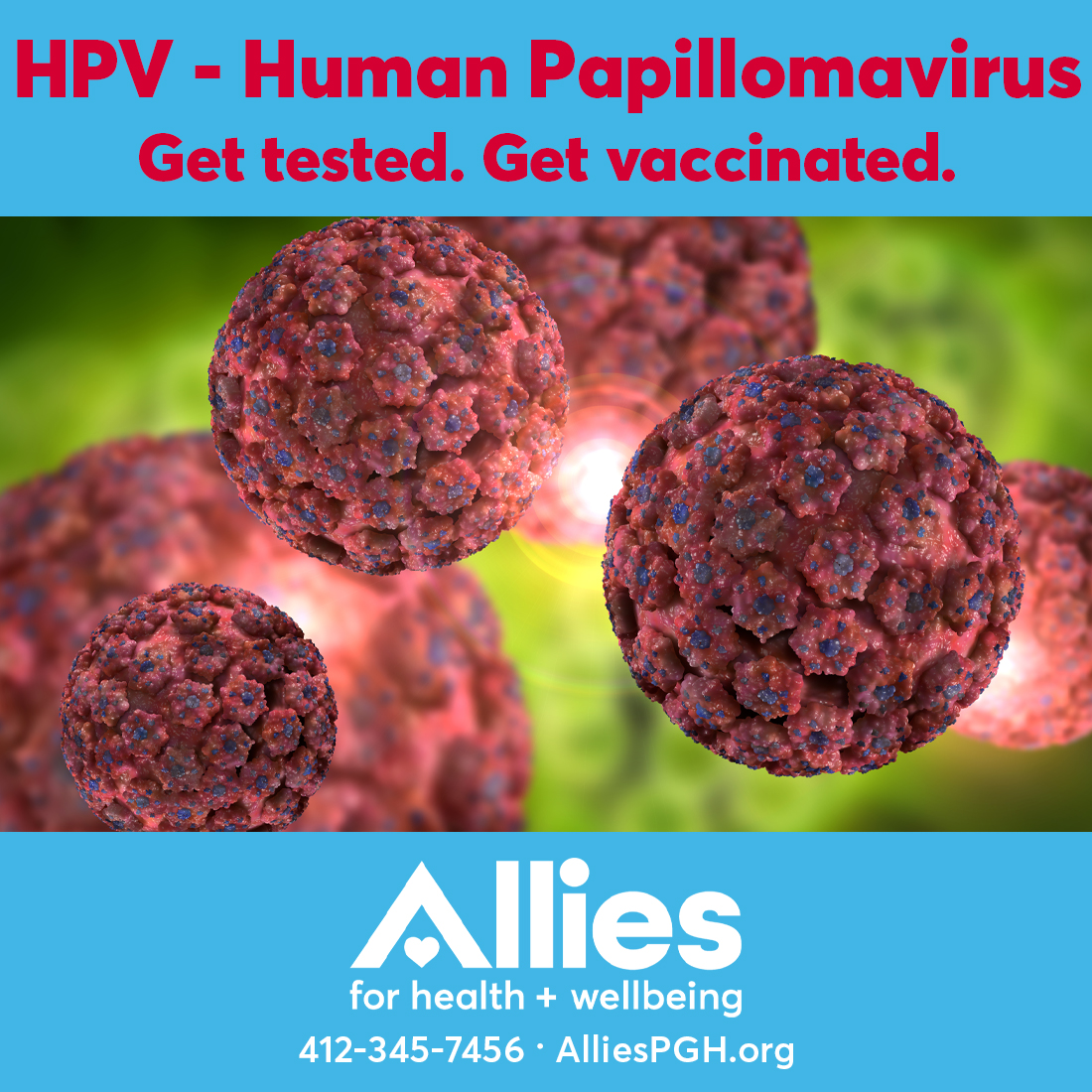 Today, March 4, is International HPV Awareness Day. HPV increases the odds of getting cervical cancer, and the best way to prevent transmission is to get vaccinated. Get the HPV vaccine at Allies! Call 412-345-7456 to make an appointment, or visit AlliesPGH.org!