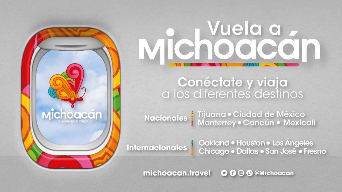 Vuela a Michoacán y descubre nuestras tradiciones, gastronomía, artesanía, paisajes, historia, cultura y millones de cosas de las cuales te vas a enamorar.
#Michoacán ✈️ #elAlmadeMéxico 🦋 #México 🇲🇽 #VuelaAMichoacán