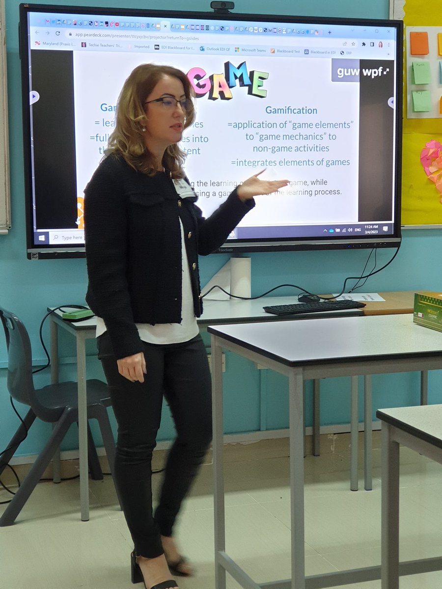 margotripsa's tweet photo. Session “#gamification and interactive #teaching”, an opportunity to think about game mechanics and how game elements can increase engagement at the #GoogleSummit Qatar 2023 #learning #pd #PLRockstars #GooglePD @JamesDSayer @Appsevents1 @appdkt #professionaldevelopment https://t.co/saYZJcUypZ