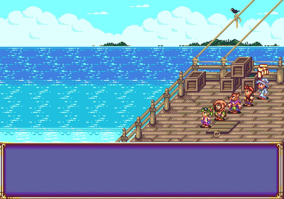 New battle background so we can have some midsea battles.

#screenshotsaturday #GameDev #IndieGame #Sega #rpg #PixelArt
