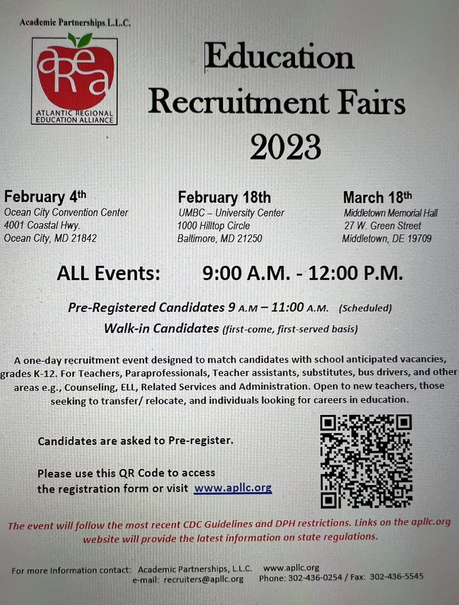 JoinDESchools's tweet photo. 2 weeks to register for March 18th! Use the #QRCode or website below‼️⤵️ #TeachInDelaware #LeadInDelaware #jobopportunity #talentacquisition https://t.co/zwHZBvqVG4