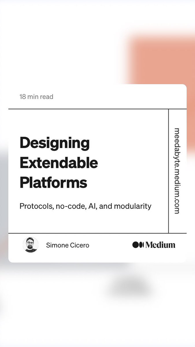 “Designing Extendable Platforms” by Simone Cicero
link.medium.com/Vns6YvfLTxb #PlatformDesign