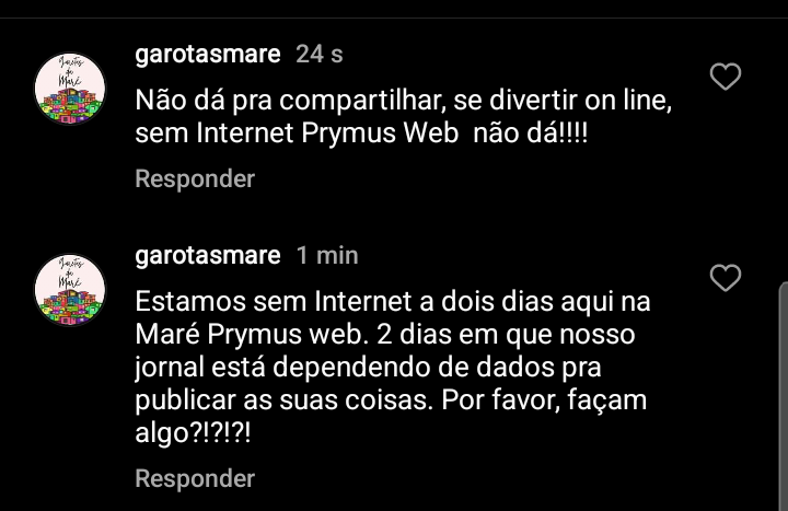 GarotasdaMare's tweet photo. Dois dias que estamos nessa peleja sem Internet pra publicar nossas coisas. Pagamos Internet e toda hora ela cai. Não podemos continuar assim. PrymusWeb, faça alguma coisa!!
#InternetRuim #InternetMáQualidade #PrymusWeb https://t.co/VprQYVHhOE