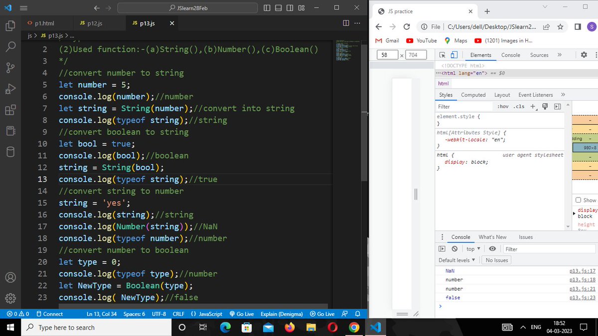 Sarvjyoti4's tweet photo. #Days39,#100DaysOfCode,#DEVCommunity,#Webdesigner,#webdeveloper,#javascript,#girlsofcode,#womenOfCode,#coding,#programming,#tech,#technology
It is a code of Datatype conversion & string manipulation in JavaScript... https://t.co/Gm7Pc2VIcO