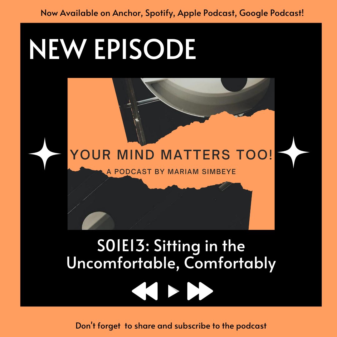 Ready to sit in the uncomfortable? This week's episode is all about finding comfort in discomfort, and it's packed with inspiring insights and practical tips. Tune in now! 

spotifyanchor-web.app.link/e/w6RfWVisTxb 

#mentalhealth #yourmindmatterstoo #newpodcast