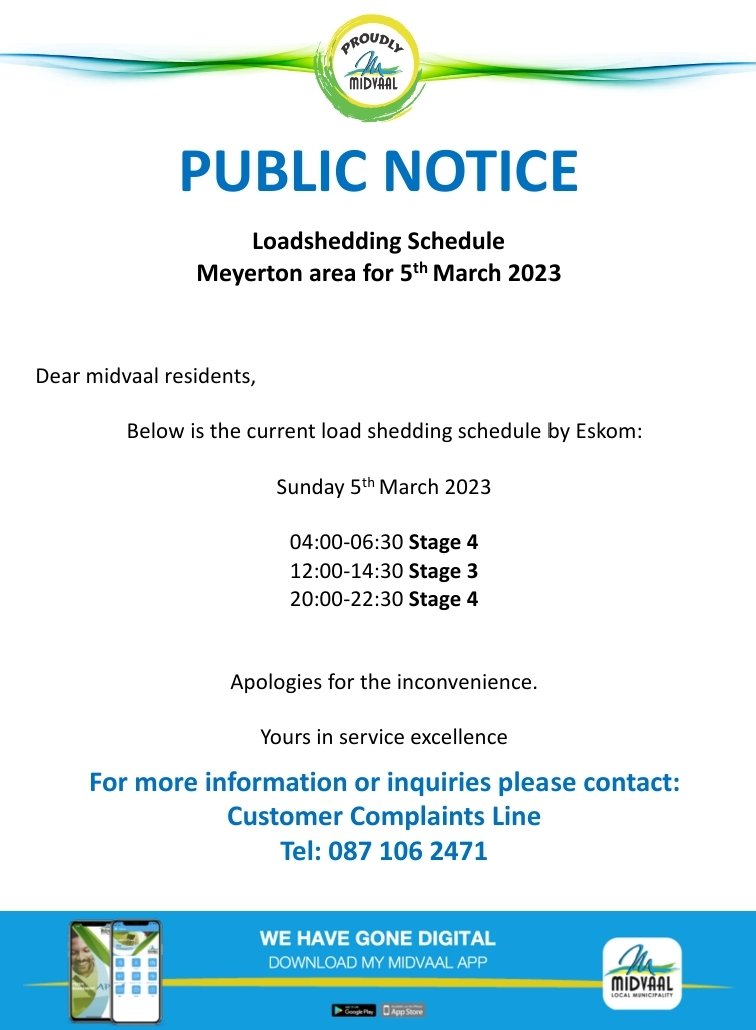 Midvaal Local Municipality tweet media