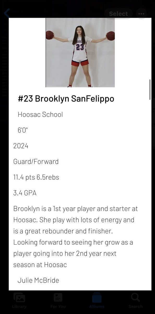 Brooklyn SanFelippo (@brooklynsanfel2) on Twitter photo Excited to be chosen for the NEPSAC 2022-2023 all stars and to play on Sunday! <a href="/HoosacGB/">Hoosac Girls Basketball</a> <a href="/1on1YourShotOn1/">1 on 1 ... Your Shot On Your Terms</a> <a href="/HoosacSchool/">Hoosac School</a> <a href="/ushoops/">Coach Rich Leary</a> Excited to be chosen for the NEPSAC 2022-2023 all stars and to play on Sunday! <a href="/HoosacGB/">Hoosac Girls Basketball</a> <a href="/1on1YourShotOn1/">1 on 1 ... Your Shot On Your Terms</a> <a href="/HoosacSchool/">Hoosac School</a> <a href="/ushoops/">Coach Rich Leary</a>