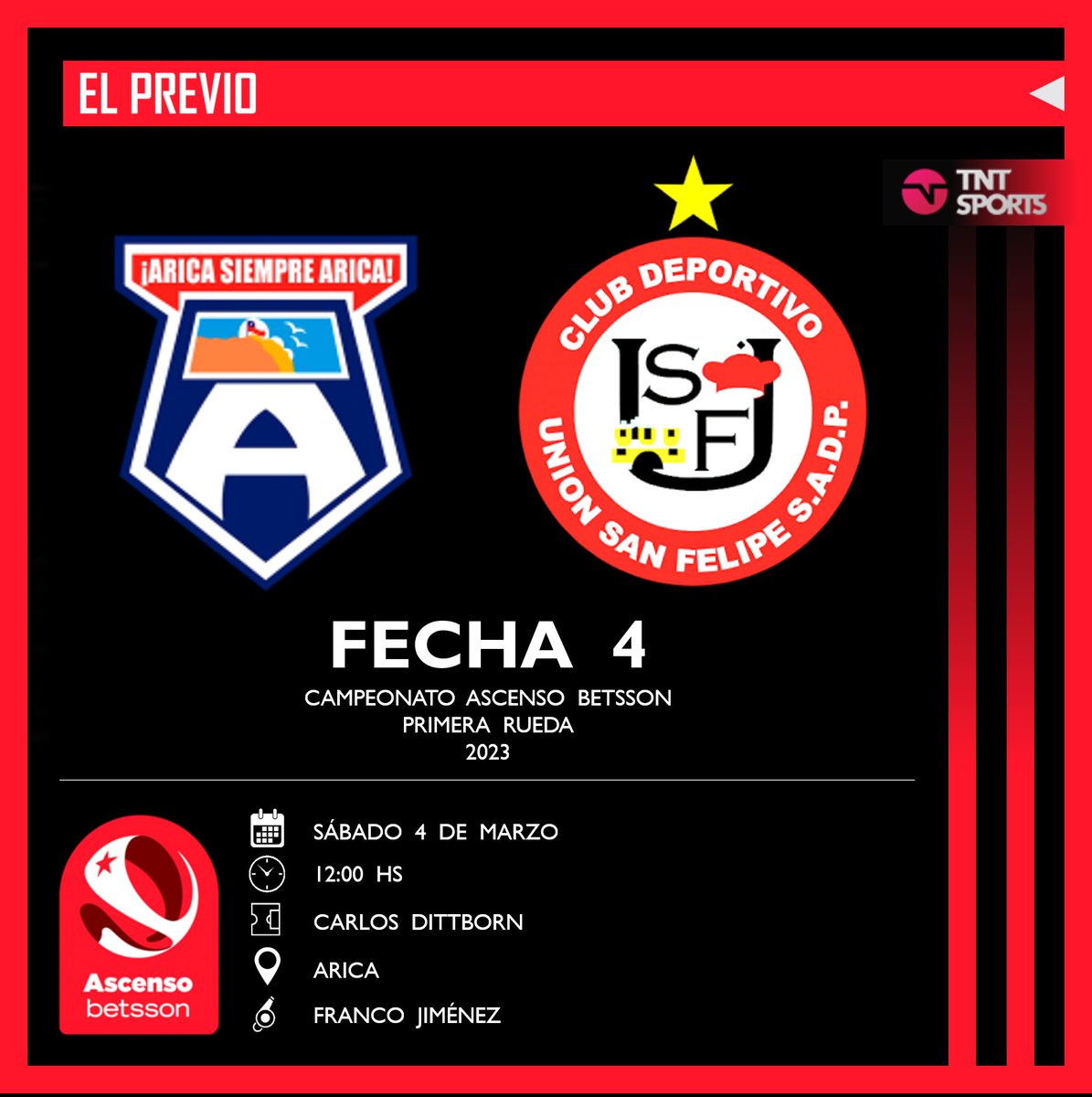 elprevio's tweet photo. ⚪️🔴 ¡Vamos, #uníuní! 🚩🏳

📆 HOY
🕛 12:00 hs
🏟 #CarlosDittborn
📍 #Arica
📺 @TNTSportsCL

⛰️ @SM_AricaOficial 🆚 @USanFelipeSADP 🇵🇱

#UniónSanFelipe #ascenso #primerab #uníuní #albirrojos #albirrojo #aconcagüinos #sanfelipeños #SanFelipe #SanMarcosdeArica #SanMarcos #Ariqueños https://t.co/99T7s6ZNrv