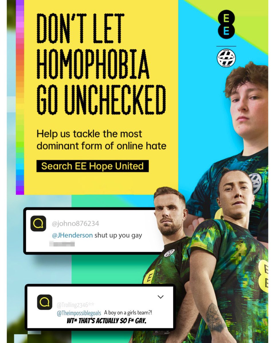 Shirting up with EE and joining the Hope United Squad as we campaign to tackle online homophobic hate. ⚽️💬 #onlinehate #homophobia #hopeunited #ee
