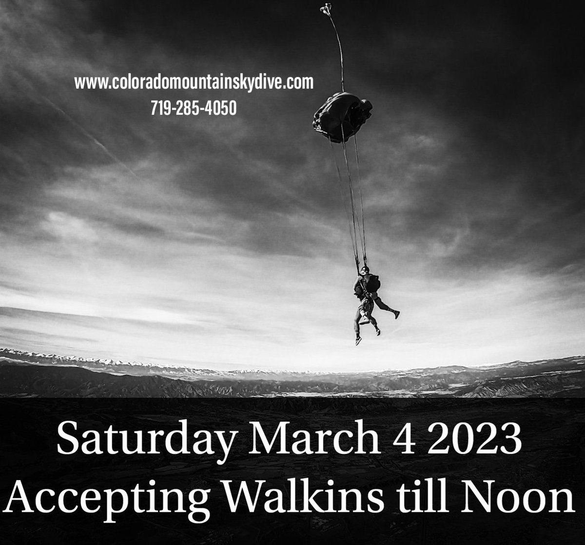 ColoradoSkydive's tweet photo. Accepting walkins till noon today March 4 2023. https://t.co/vBgbPF7tsG