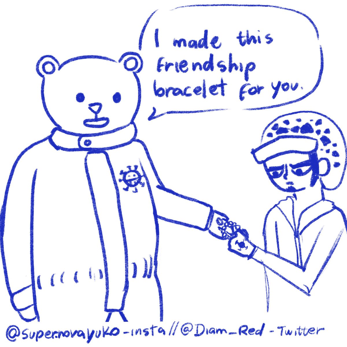Diam_Red's tweet image. Bffs bracelets 🤗

#bepo #tralfagarlaw #heartpirates #onepiece