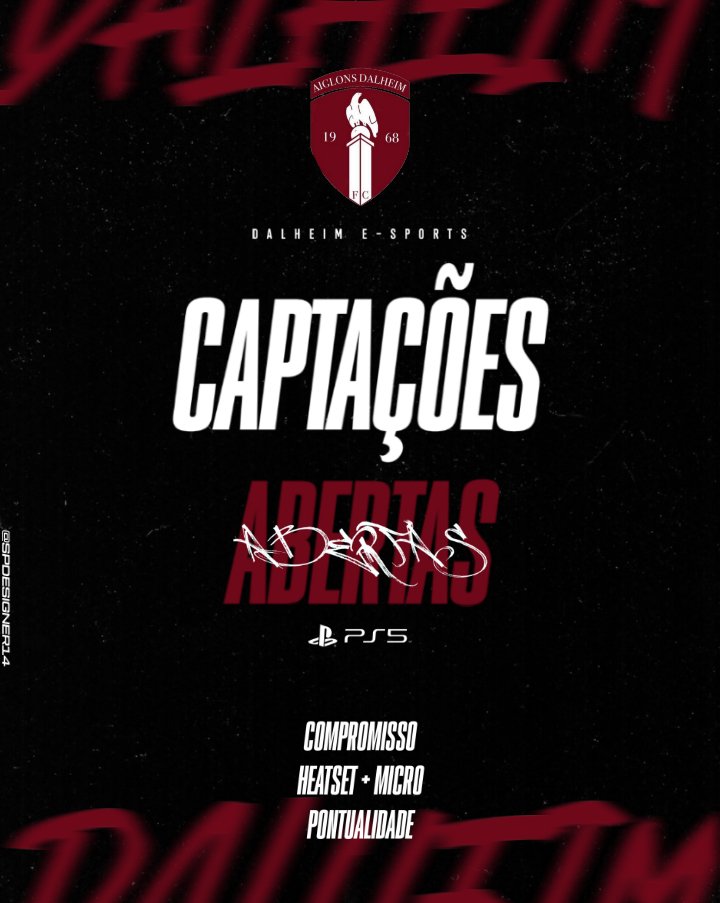 Flyer de Captações Abertas feito para Equipa de e-Sports!! ( Dalheim e-Sports )
•
•
•
•