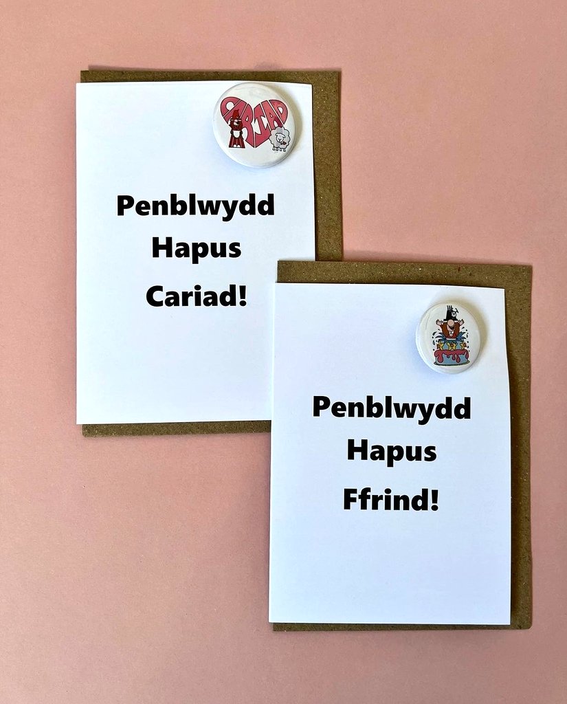 We have a new greeting card range launching soon with our button badges #CraftBizParty #MHHSBD #earlybiz #penblwyddhapus #welshcards #buttonbadges