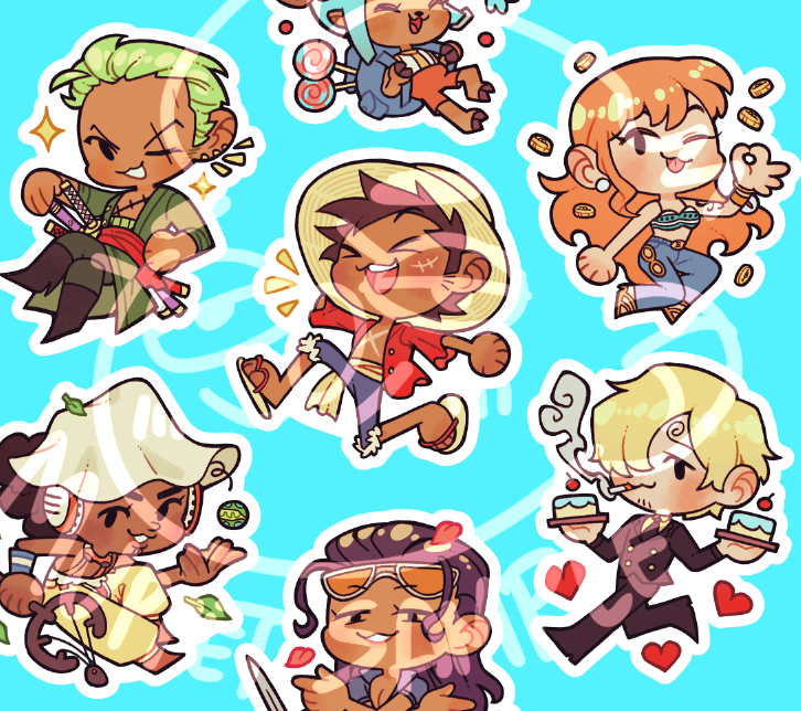 they are almost here!! still have 2 izzy sheets (w/ ed & steve) + ichigang + the pirate alliance (& yamato) + mousepads to finish! :D