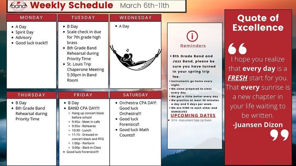 This week in the Wildcat Band! Note: no after school band rehearsal this week. instagr.am/p/CpXvPGIuhaQ/