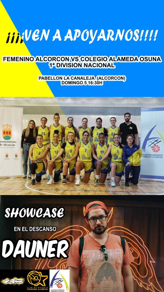 FEMENINALCORCON's tweet photo. Partidazo mañana domingo en La Canaleja a las 16:30h del 1ª Nacional vs @BasketAlameda 💪🏀 No te pierdas el debut de los últimos “fichajes”. Además actuación musical en el descanso de #Dauner  os esperamos!!💛💙 #yosoydelFA #yellowpower #50 #71 #LigaVIPS https://t.co/SxzCXHU06J