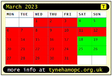 Tyneham will be OPEN in MARCH 2023 for the SIX DAYS highlighted in green
⚫️Its residents were forced to leave in Dec 1943
⚫️Plan your visit to this special village now!
⚫️Full information at tynehamopc.org.uk