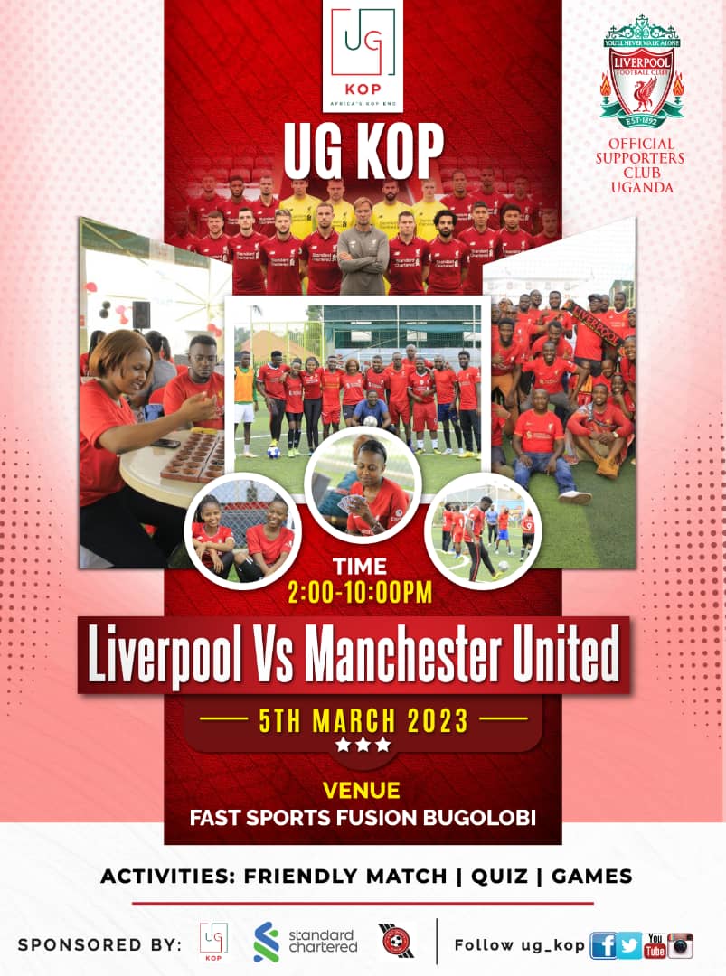 This is what we call support. Regardless of the times, we @ug_kop have been consistent at supporting Liverpool FC. And tomorrow as we take on Man United, we are doing the same. @FastSportsUG is the place to be, powered by @StanChartUGA. #LIVMUN #ugkop #LFC