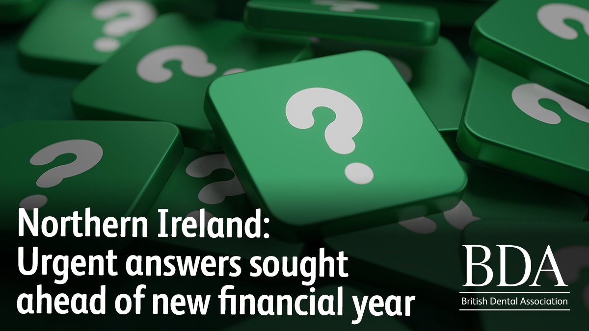 We have written to the Department of Health seeking urgent clarification on the General Dental Service (GDS) financial arrangements for 23/24. 

Read more here:  bit.ly/41GRpX2

#BDAinNorthernIreland #BDAinNI <a href="/CiaraGallGall/">Ciara Gallagher</a>
