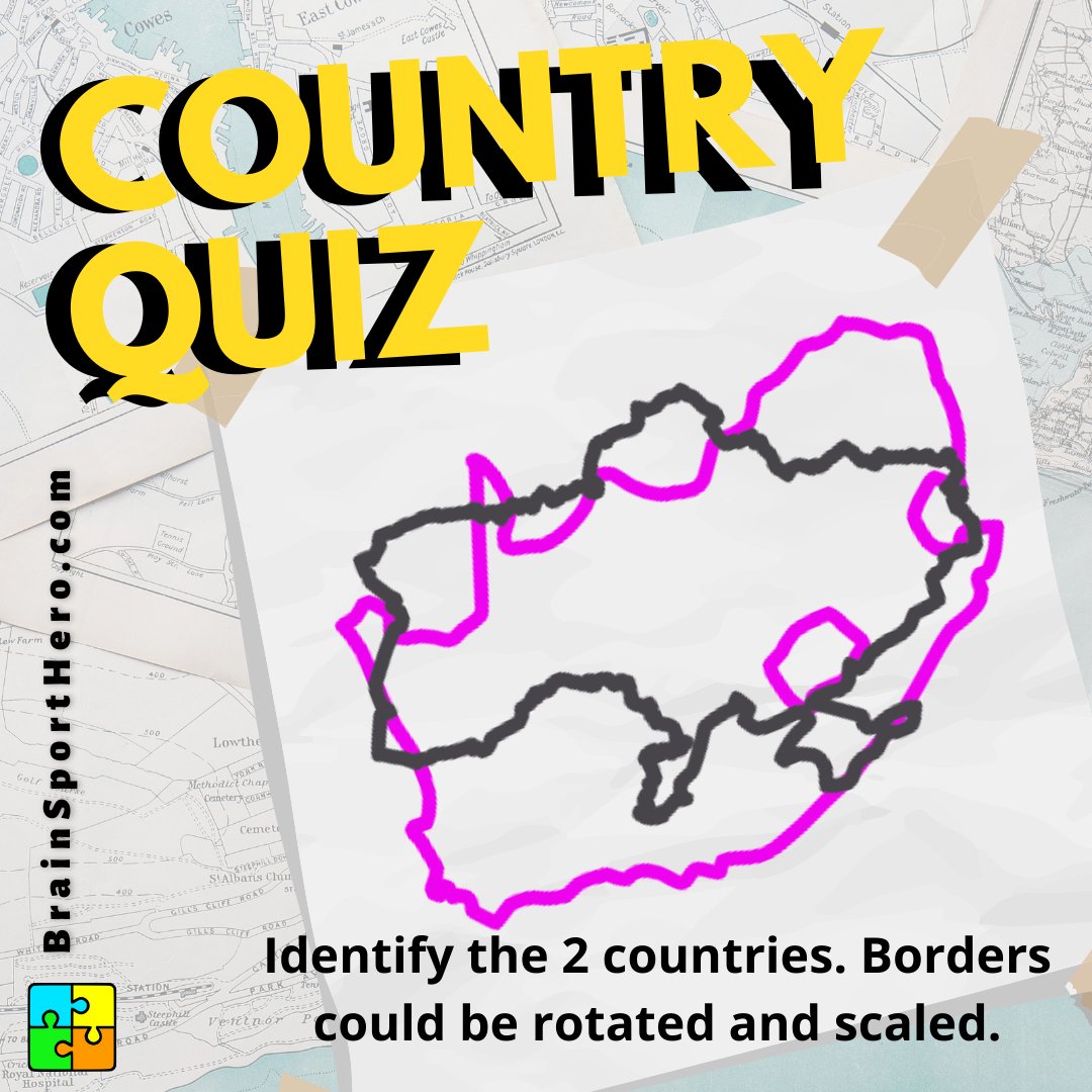 BrainSportHero's tweet photo. #CountryQuiz:
Which two country borders are shown? The borders could be rotated and scaled.
https://t.co/5XPSpyZW3b
#brainteaser #quizoftheday #mindgames #IndieGameDev #brainteasers #screenshotsaturday
#triviachallenge #braingames #puzzle #puzzles #brainpuzzles #brainpuzzle https://t.co/LseIjSUV07