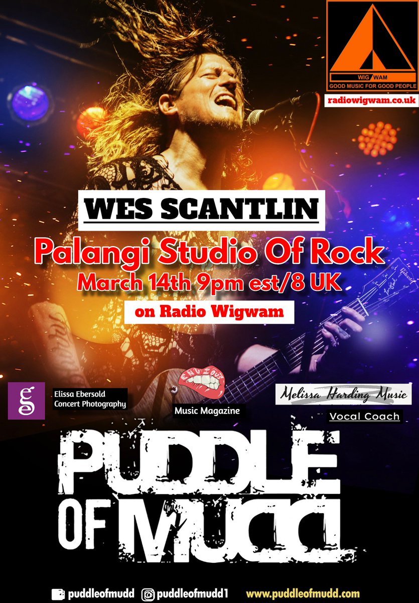 #wesscantlin @puddleofmudd on the air for next show! @Radio_WIGWAM radiowigwam.co.uk - March 14th 9pm est! My show airs every week. 

About a week later it will be on the YouTube channel as well as past episodes youtube.com/palangistudios

#interviews #rockstars #puddleofmudd