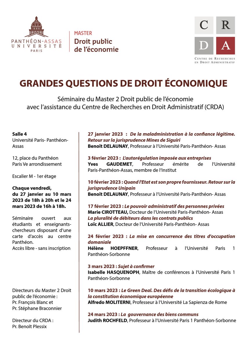 AssasUniversite's tweet image. #ConfAssas Le Green Deal. Des défis de la transition écologique à la constitution économique européenne @assas_dpe
🗓️ 10/03
⏰De 18h à 20h
📍Centre Panthéon - Salle 4
⚠️ Sur inscription pour le public externe
Plus d’infos sur 👉 u-paris2.fr/fr/evenements/… 
#AssasUniv #CRDA