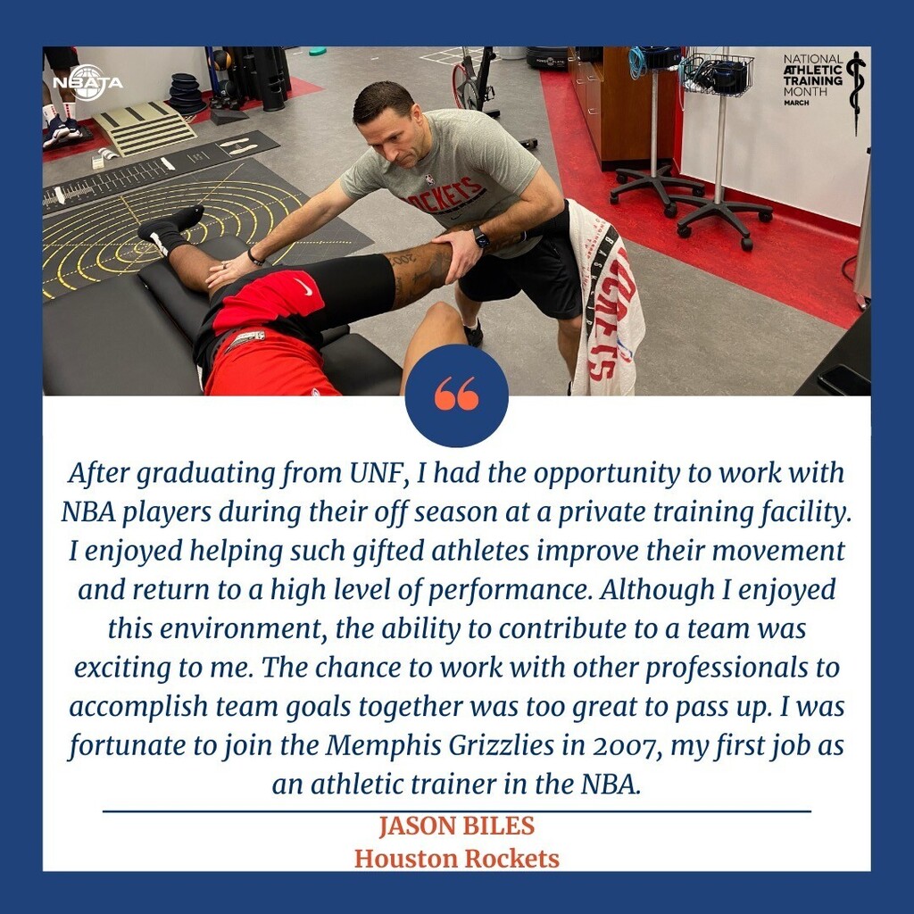 Same question, different perspective… Question: What led you down the road of working in the NBA? Answer provided by Jason Biles, Head Athletic Trainer and Director of Athlete Care & Science for @houstonrockets #nbata #nata #natm2023 #theresanatfo… instagr.am/p/CpXvF8CrnY2/