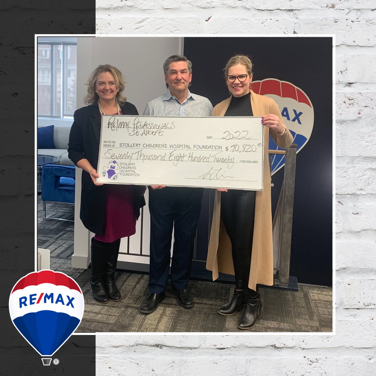 teamgvdw's tweet photo. Thank - YOU.
A portion of every sale and purchase is donated to the @StolleryKids Children’s Hospital Foundation.
Together the realtors at our Remax Professionals St Albert office donated over $70,000.00 in 2022.
#remaxprofessionals #realtorsgiveback #stalbert #t8n https://t.co/oziQE2c0eQ