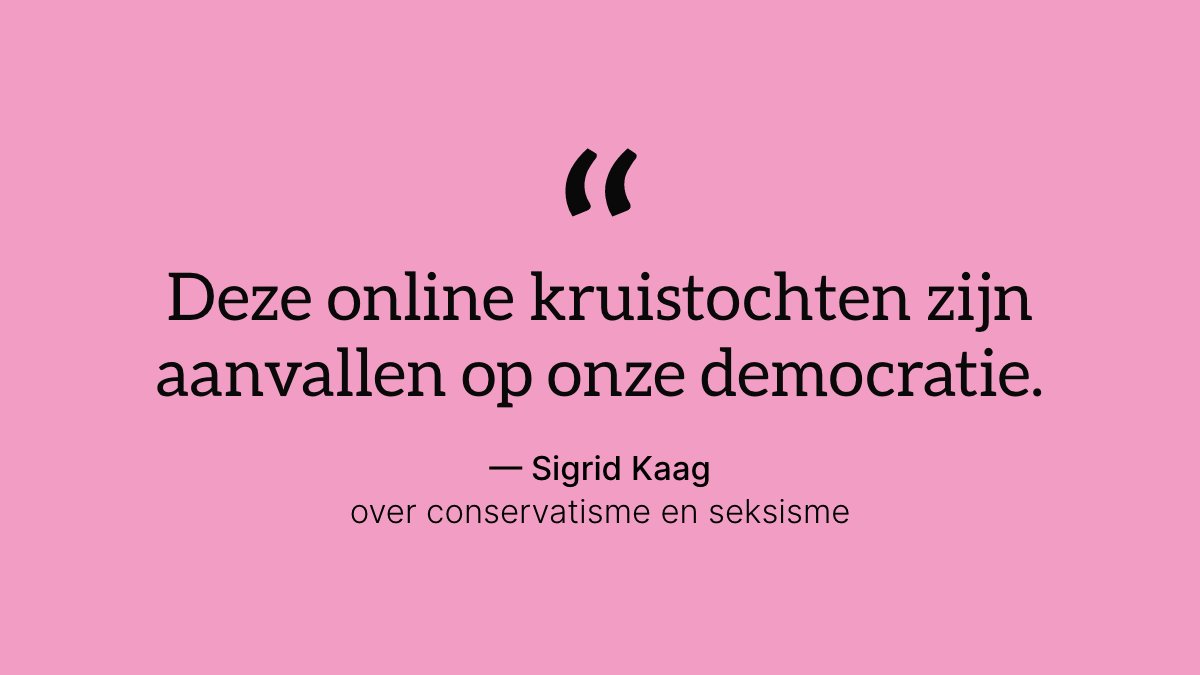 D66's tweet image. “Conservatieve en extreemrechtse politici spelen een belangrijke rol in het mogelijk maken en aanjagen van online vrouwhaat en intimidatie. In een vingerknip zwengelen ze hun legers toetsenbordridders aan om vrouwen monddood te maken.”