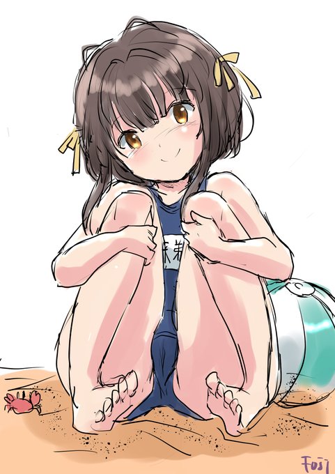 今日の健全らくがき
スク水海水浴な鵜来ちゃん 