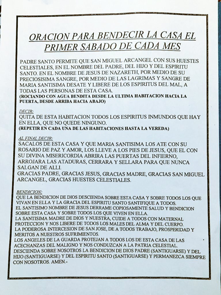 1er sábado del mes, hacemos la bendición del hogar