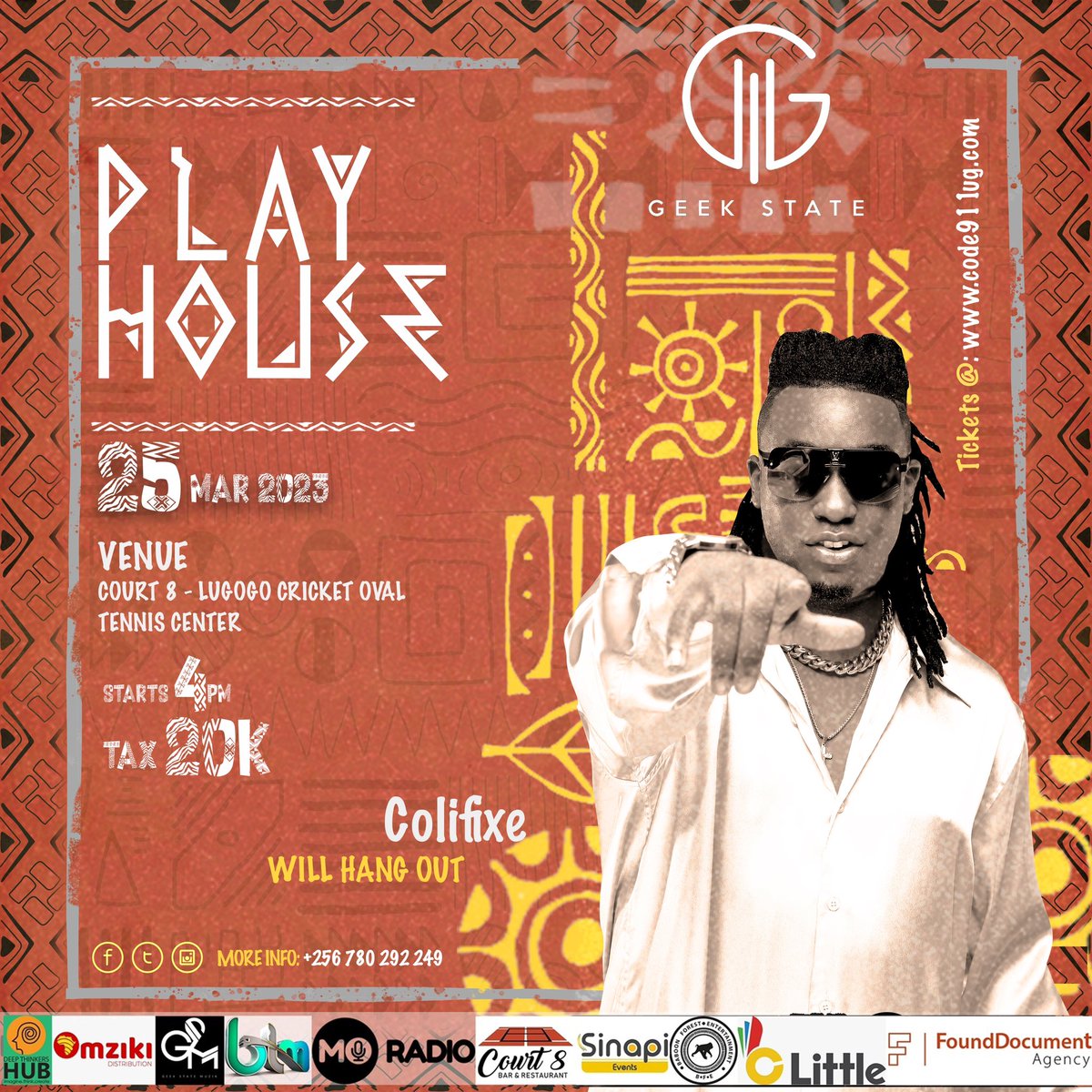 25th March 📍 The Party is at Lugogo Tennis Centre @DJVictor256 & @geekstatemuzik Presents the #PLAY_HOUSE 🔥 
Tickets at 20k Save the Dates 😎 See u There #Colifixe_Music