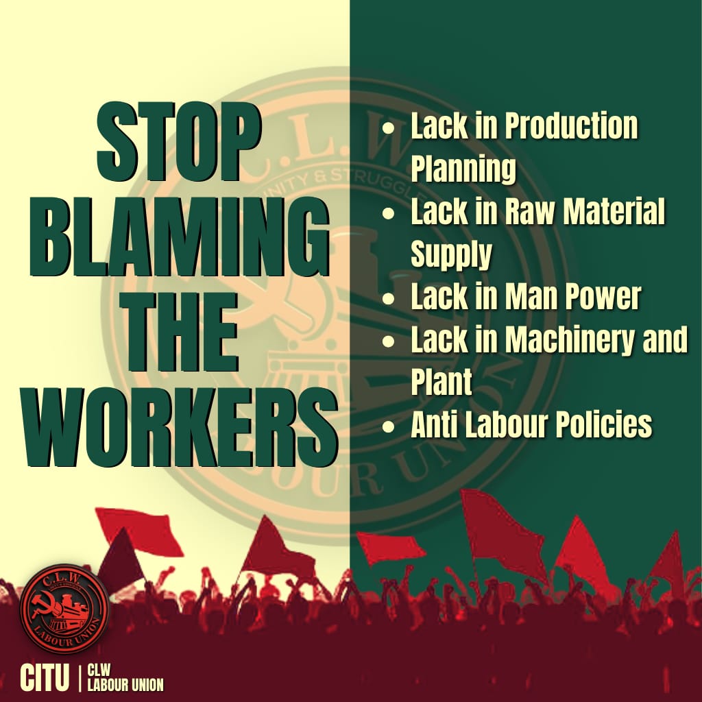 ClwUnion's tweet photo. Blame on workers regarding full fillings of Production target would not be tolerated at all. https://t.co/oWnsfpCFE8