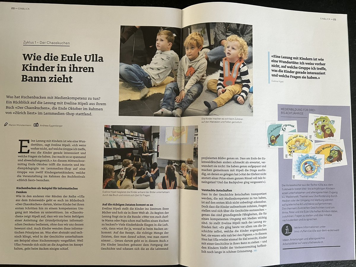 Kindern vorzulesen ist immer eine Freude ☀️✨.
Vielen Dank demLehrmittelverlag Zürich für den Besuch und den Beitrag im #einblicke Heft. 🦉

sapia.ch
ulladieeule.ch

#lesungen #ulladieeule #medienbildung #informatischesdenken #frühförderung #lmvz #phzh