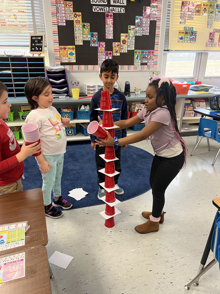 Nothing more exciting than watching students in Miss Viru and Mrs. Hrynkiewicz's class complete a STEM activity on the last day of Read Across America Week!  Can you stack the Cat in the Hat?  #STEMFUN #AMAZINGCOLLEAGUES