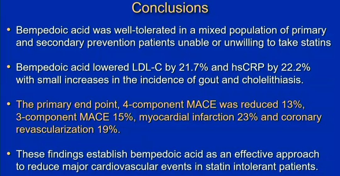 #ACC23 #bempedoic #CLEAROutcomes
A new strategy to treat patients with statin intolerance.