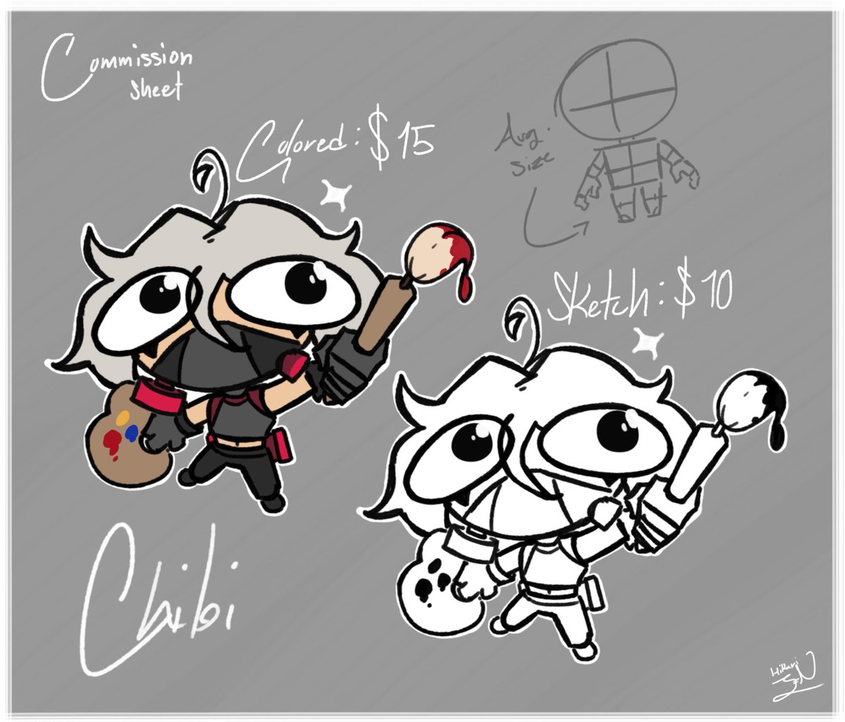 HikariZ3N's tweet image. 🖌️✨C0MMISSION SHEET✨🎨

🧑Headshot/Shoulder-Up:
Sketch: $10
Colored: $15

🙎Half-Body:
Sketch: $20
Colored: $25

🧍Full-Body:
Sketch: $30
Colored: $35

🫘Chibi Characters:
Sketch: $10
Colored: $15

[🚨Additional Characters/Vehicles/Animal Companions are an extra $10 EACH🚨]