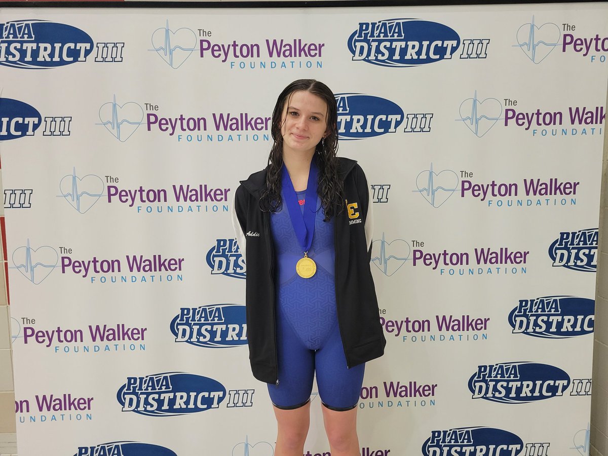 piaadistrict3's tweet photo. PIAA District III 2A girls 100 backstroke champion is Addison Elliott from Lancaster Catholic https://t.co/S8kP71PHpo