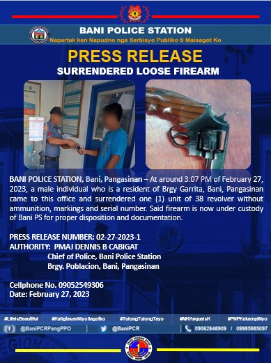 PcrBani's tweet photo. #lifeisbeautiful2023
#KaligtasanNyoSagotKo
#TulongTulongTayo
#MKKequalsK
#PNPKakampiNyo
#pressrelease
PD Pangasinan PPO
Bani Pcr Pangppo https://t.co/dpyYRm5l8T