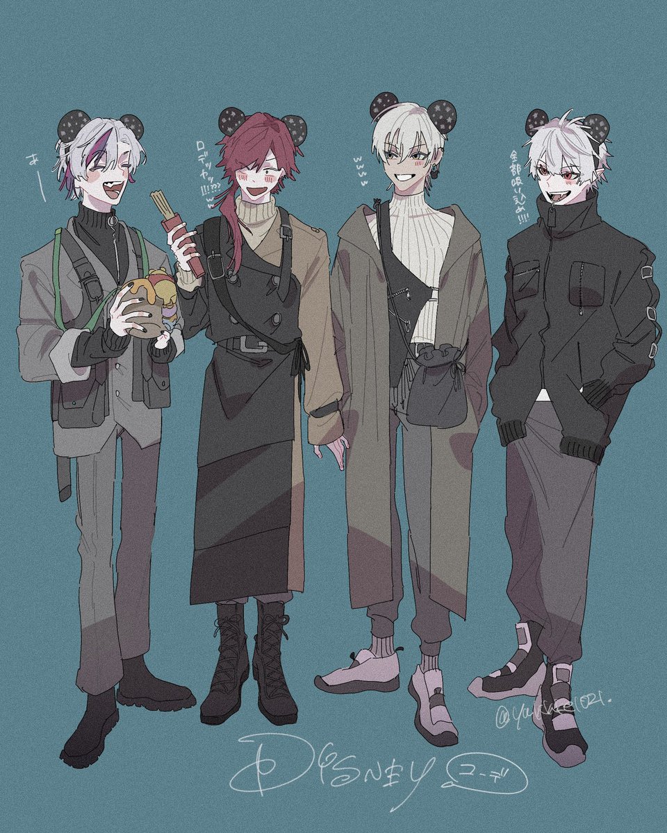 multiple boys male focus red hair white hair animal ears sweater 3boys  illustration images