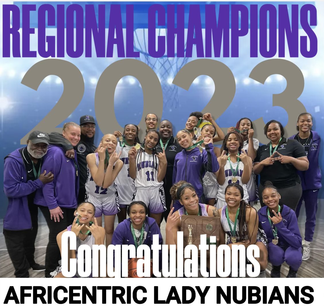 🔥 Your Lady Nubians are 2023 Regional Champions !!!! #12 in program history!!!’ STATE FINAL FOUR BOUND!!!! Let’s go ladies !!’! #ALLIN #AHIGH 💜💪🏾.