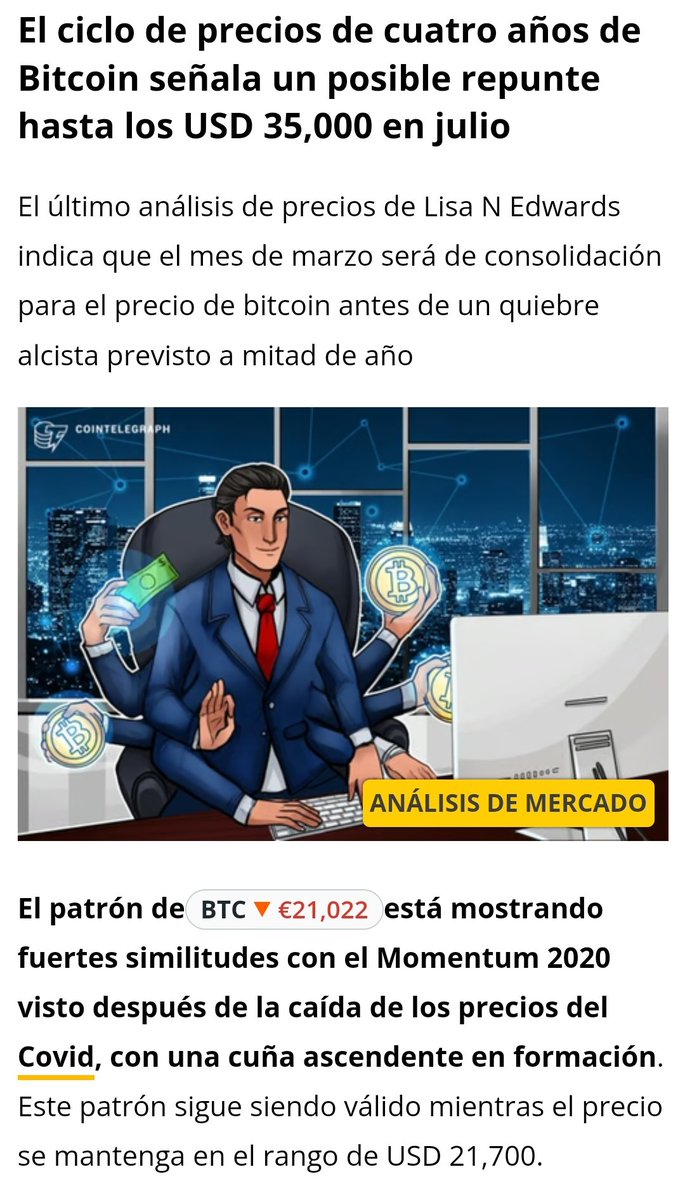 mariobaezza's tweet image. El ciclo de precios de cuatro años de Bitcoin señala un posible repunte hasta los USD 35,000 en julio #Bitcoin #bitcoinenespañol #bitcoinespañol #crypto #criptomonedas