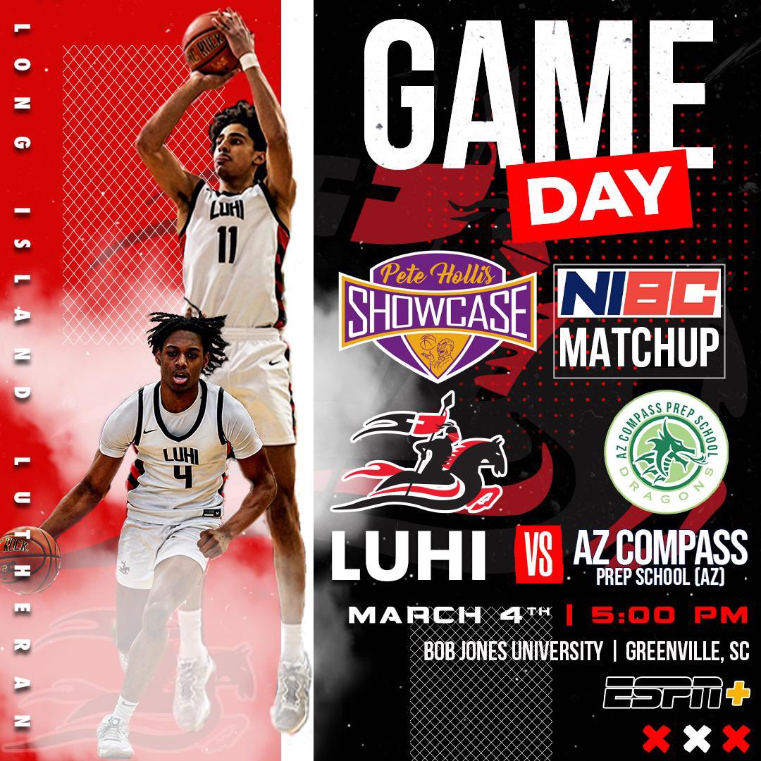 LuHiBasketball's tweet photo. Final regular season game in Greenville, South Carolina! Another battle awaits in the best conference in the country, the @NIBCOfficial.

🆚 @AZCompass_Prep 
📍 Bob Jones University 
⏰ 5:00 pm
💻 ESPN+

#OneTeamOneFight #TJDK
#LuHi #LuHiBasketball https://t.co/PeAyAE5msL