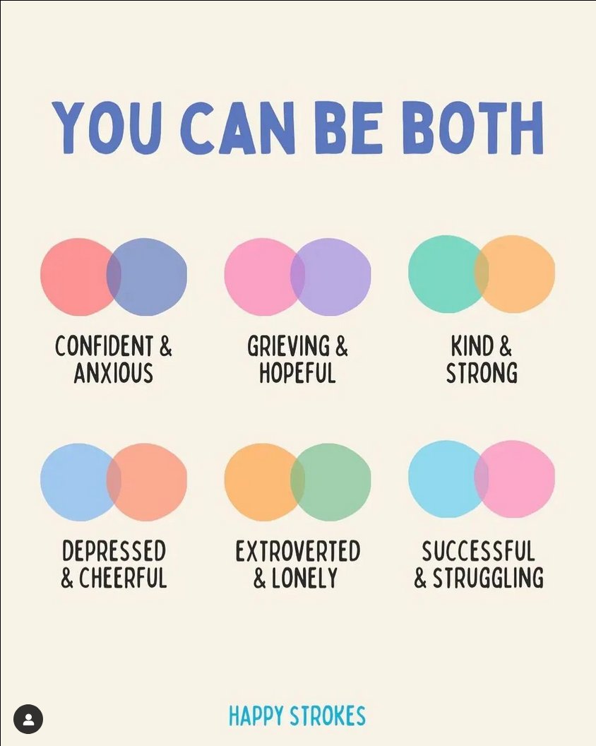 IAmHere_Tribe's tweet photo. Sometimes we need to accept that we can feel two contradictory things at once. And that’s ok. When we accept our feelings, we can find space to overcome them and make room for new experiences and emotions.
#IAmHere #MentalHealth #Wellbeing #PulseLearning https://t.co/aigtVsGJ8x