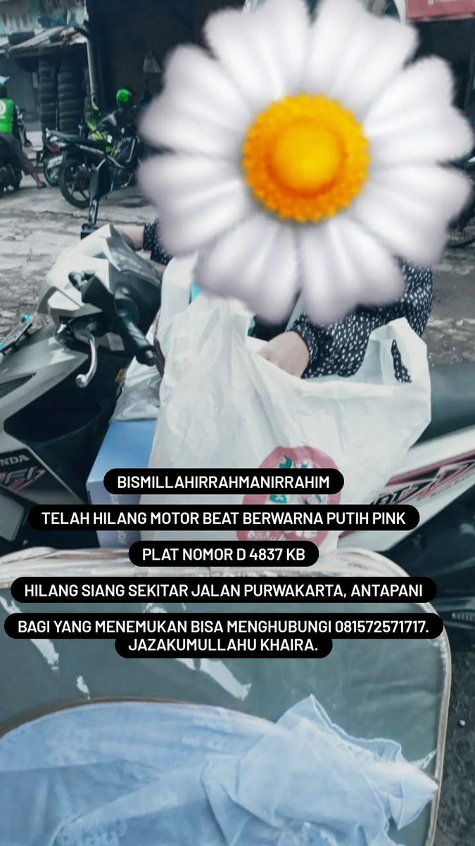 pramitakhrns's tweet photo. [INFO KEHILANGAN]
Telah hilang Motor Beat Berwarna Putih Pink
Plat nomor D 4837 KB. Hilang Sabtu, 4 Maret 2023 sekitar jam 12.00-14.00 di garasi depan jalan subang Antapani, Bandung. Bagi yang menemukan bisa menghubungi 081572571717 .
#infokehilangan #hilangmotor #infobdg https://t.co/vyZpFgnLB4