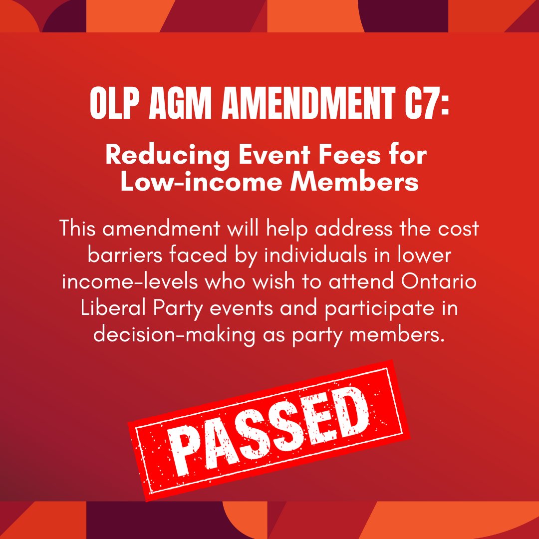 TheresaLubowitz's tweet photo. In case you missed it, #OLPAGM delegates in Hamilton voted to open up the @OntLiberal Party to everyone regardless of income by adding reduced fees for low-income Ontarians to the Party Constitution. Everyone gets a say in how we rebuild this party. #onpoli https://t.co/kvmIFFWVGI