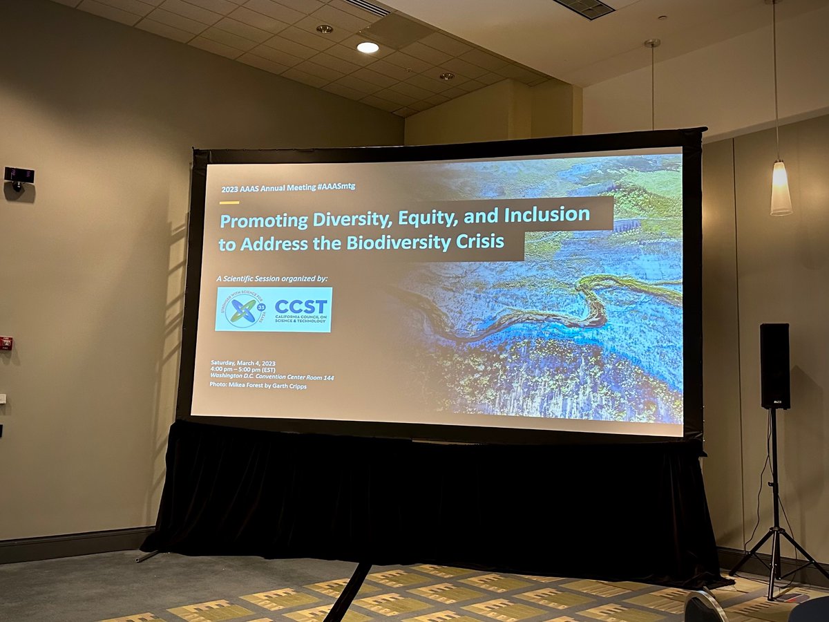 CCSTorg's tweet image. We are all set for our conversation on Promoting Diversity, Equity, and Inclusion to Address the Biodiversity Crisis. Join us in room 144.

Featuring Miguel Ordeñana @NHMLA, Irene Engilis @MWFB,  @KGDouglass @OBTlab and moderator @AmberJMace.

#AAASmtg