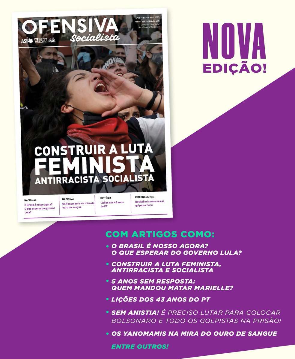 LSR_ASI's tweet photo. Chegou a edição 48 da Ofensiva Socialista, jornal da LSR, seção brasileira da ASI, é focando no mês de luta das mulheres e contém análise feminista, antirracista e socialista sobre temas nacionais e internacionais!
Entre em contato para conseguir sua cópia hoje! https://t.co/32tLTLB5Tr