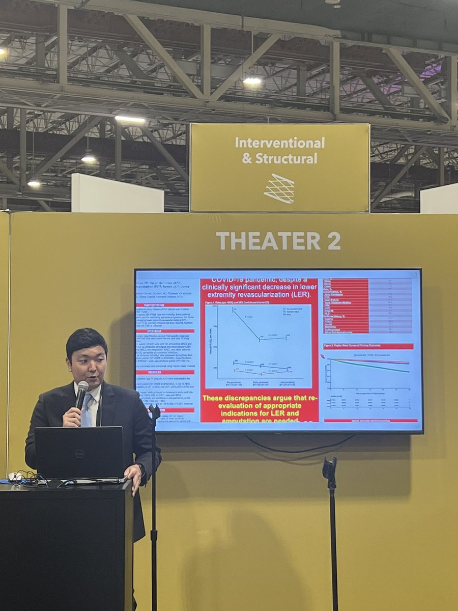 AKansalMD's tweet photo. @JohnTanakaMD crushing his moderated poster session on the impact of COVID19 on patients with peripheral artery disease! #ACC23 @DukeHeartCenter @SVRaoMD https://t.co/FK4Nd0vDAN
