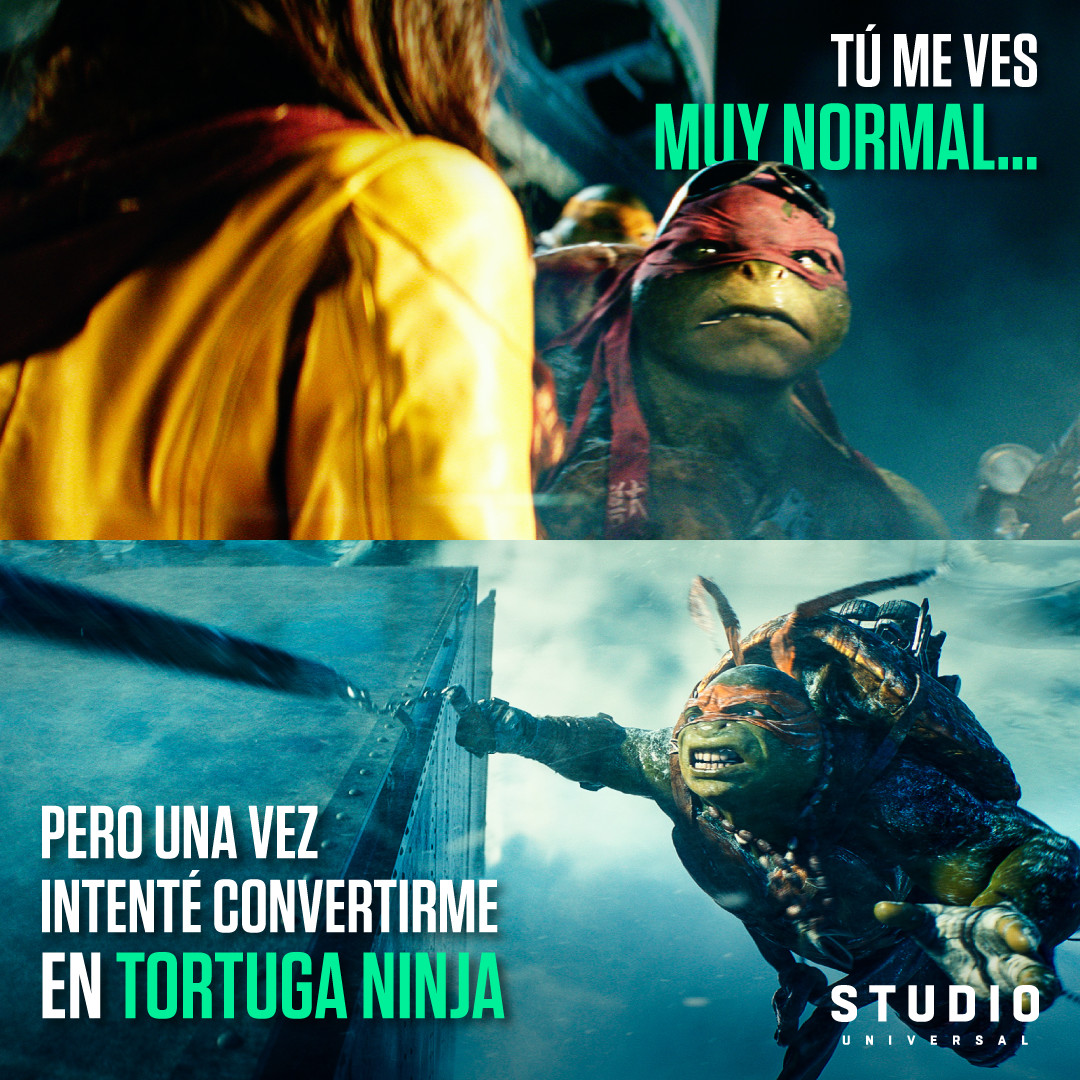 SUniversalTv's tweet photo. Si alguna vez te sentiste #TortugaNinja, queremos decirte que... eres de los nuestros 💚 ¡Deja la palabra clave en los comentarios para que podamos identificarte! 🐢🥷 #TortugasNinja2 HOY a las 23:50h ARG/CHI, 21:50h MEX/COL por #StudioUniversalTV
📷: Paramount Pictures https://t.co/kd2GnjCikc